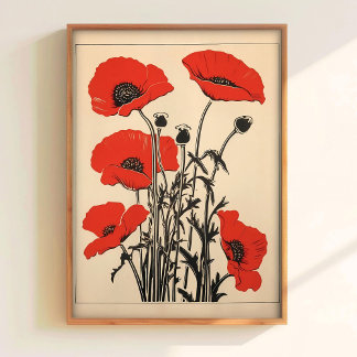 Poppy Printable Vintage Poppies Art Retro Print Re