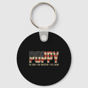 Poppy Protector Hero Legend Usa Flag Poppy Father' Keychain