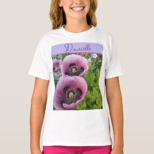 Poppy Purple Flower floral Girls Name Birthday T-Shirt