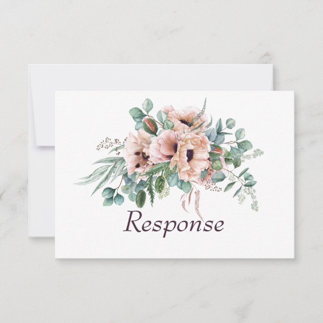 Poppy Radiance Wedding RSVP/Response RSVP Card (Front)