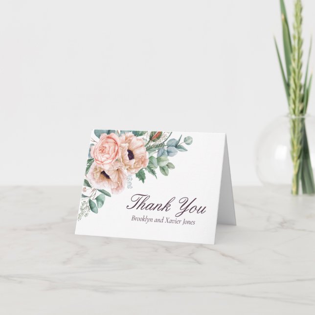 Poppy Radiance Wedding Thank You Card (Front)