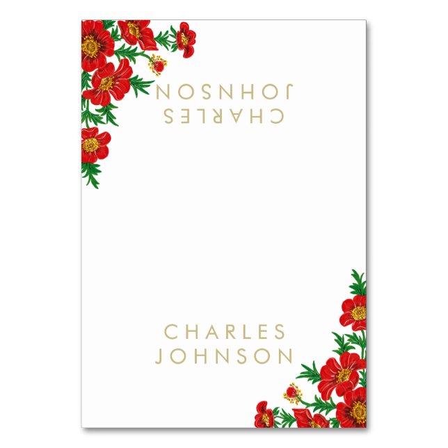 Poppy Red Flowers | Place Cards (Front)