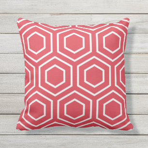 Poppy Red Geometric Pattern Outdoor Pillows