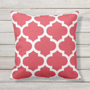 Poppy Red Moroccan Quatrefoil Outdoor Pillows