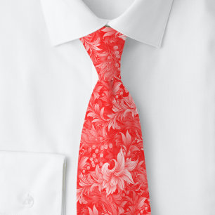 Poppy Red Ornate Botanical Tie