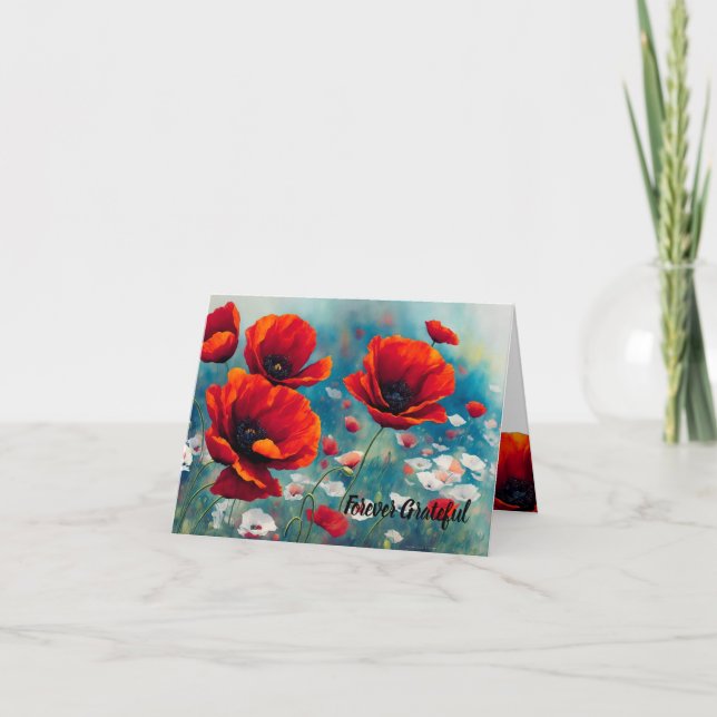 Poppy Remembrance - Forever Grateful Card (Front)