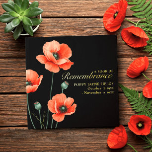 Poppy Remembrance Square Foil Guest Book
