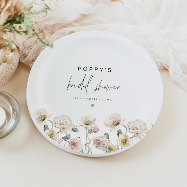 POPPY Rustic Pastel Wildflower Bridal Shower Paper Plate (Creator Uploaded)