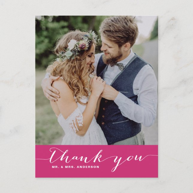 Poppy | Script Wedding Thank You Vertical Postcard (Front)