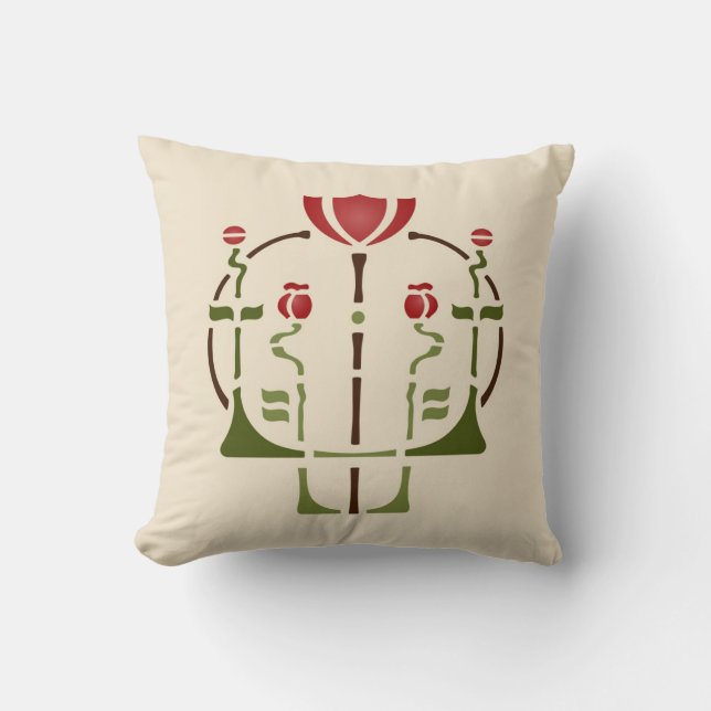 Poppy Stencil Throw Pillow (Front)