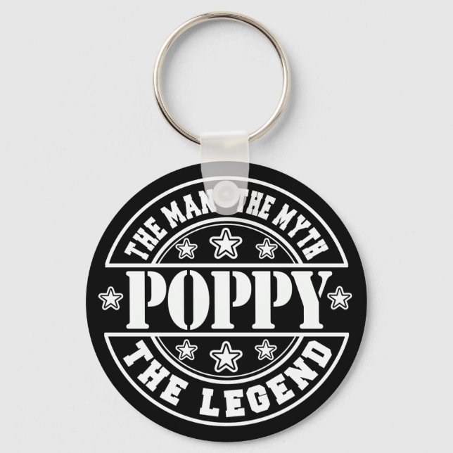 Poppy The Man The Myth The Legend Father's Day Keychain (Front)