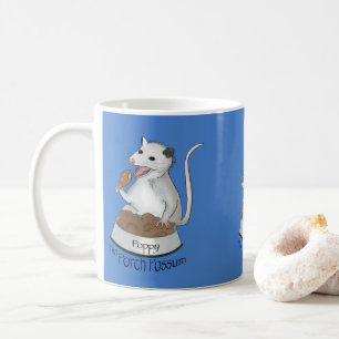 Poppy The Porch Possum Coffee Mug, blue Coffee Mug