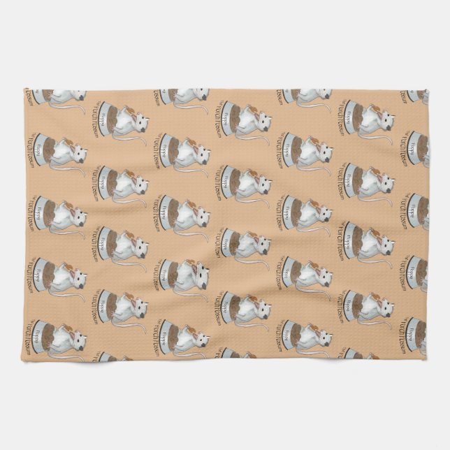 Poppy The Porch Possum dish towel (Horizontal)