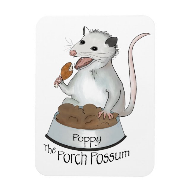Poppy the porch possum magnet (Vertical)