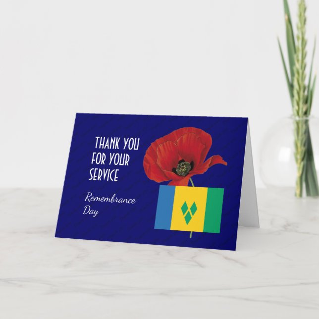 Poppy | Veterans | ST VINCENT | REMEMBRANCE DAY Thank You Card (Front)