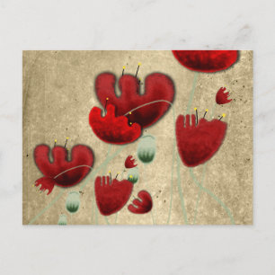 Poppy victorian old romantic handpainted postcard