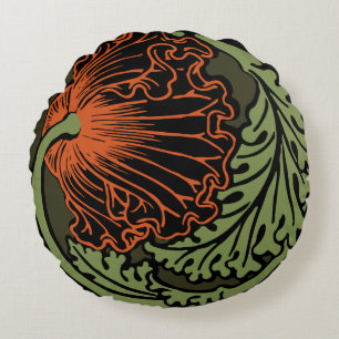 Poppy vignette Round Throw Pillow (16")