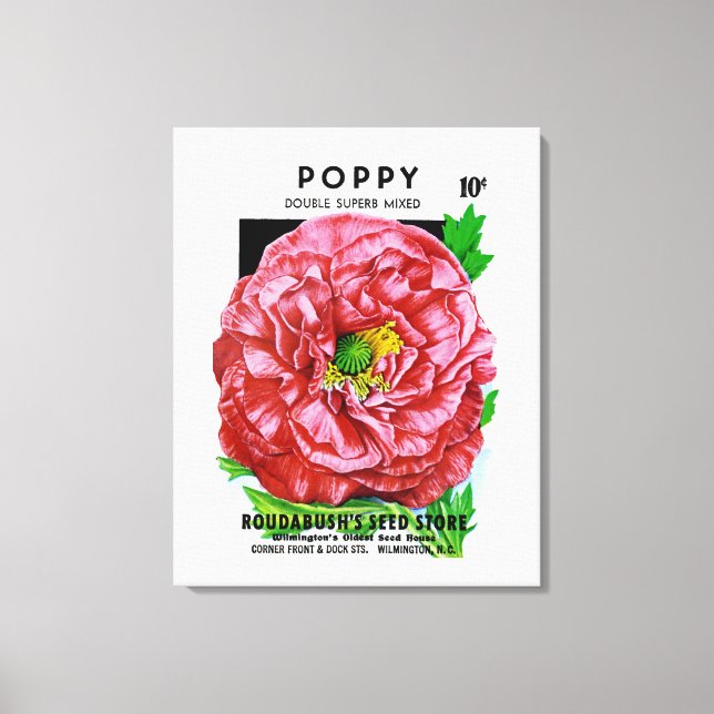 Poppy Vintage Seed Packet Canvas Print (Front)