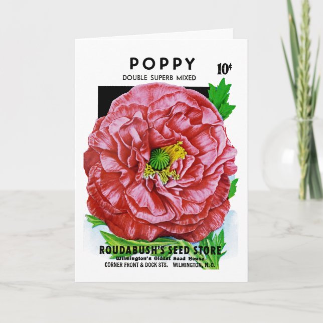 Poppy Vintage Seed Packet Card (Front)