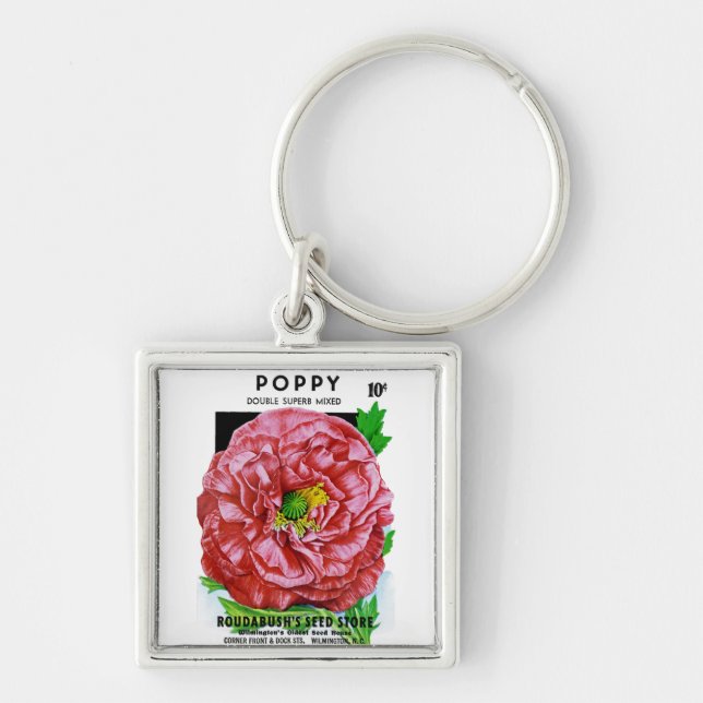 Poppy Vintage Seed Packet Keychain (Front)