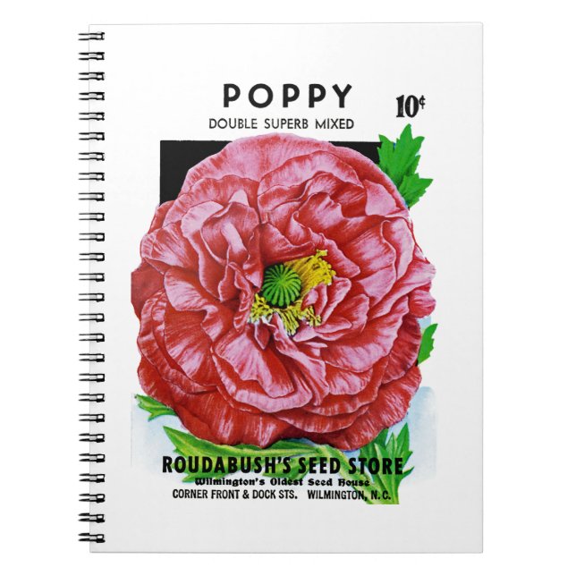 Poppy Vintage Seed Packet Notebook (Front)