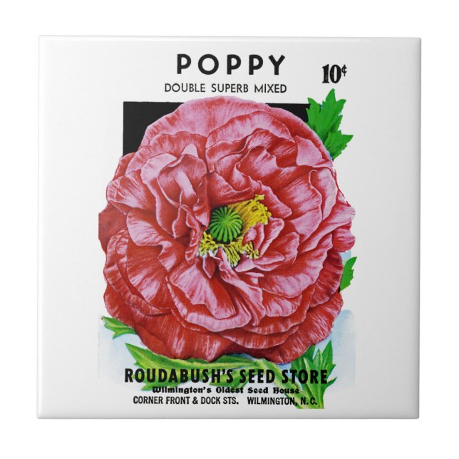 Poppy Vintage Seed Packet Tile (Front)