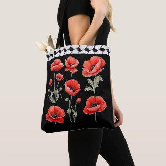  Poppy w/Palestinian Hattah Tote Bag