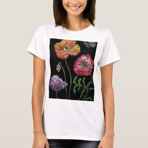 Poppy Watercolor Painting art Floral Garden T-Shirt