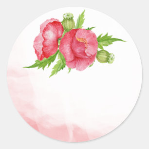 Poppy Watercolor Wedding Favour Stickers