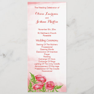 Poppy Watercolor Wedding Programs