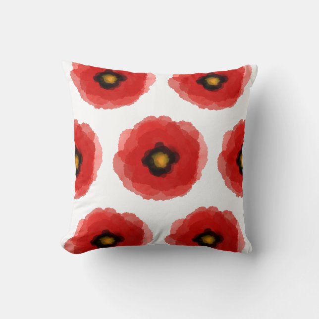 POPPY watercolors style pattern Sq Pillow (Front)