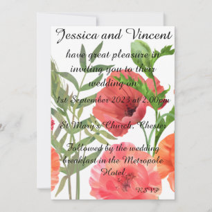 Poppy Wedding Invitation - can be personalised