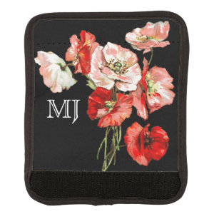 Poppy wild flower monogram luggage handle wrap