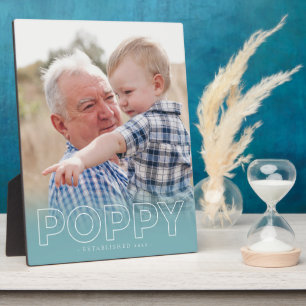 "Poppy" Year Established Father's Day Photo Plaq Plaque