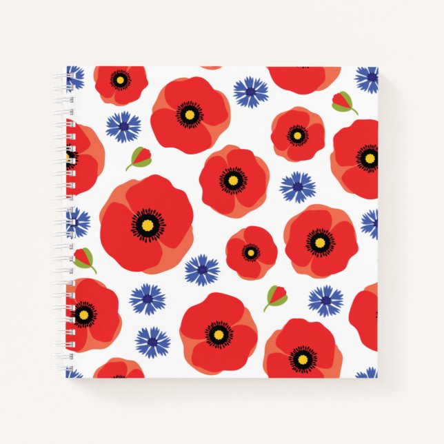 Poppys And Cornflowers Pattern Notebook (Front)