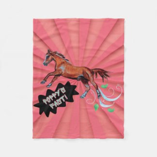 poppy's fast comic horse fleece blanket