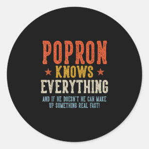 Popron knows everything father's day retro vintage classic round sticker