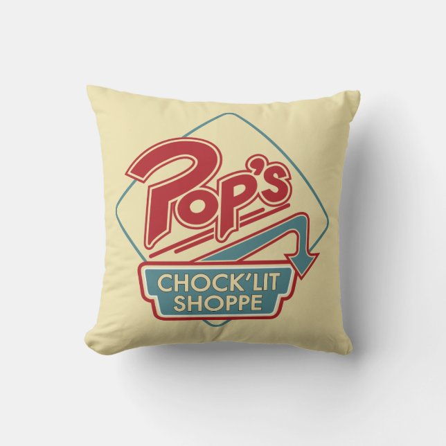 Pop's Chock'Lit Shoppe Red Logo Throw Pillow (Front)