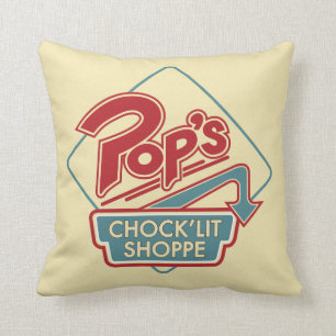 Pop's Chock'Lit Shoppe Red Logo Throw Pillow