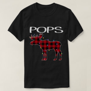 Pops Christmas Plaid Moose Design T-Shirt