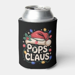Pops Claus Christmas Santa Hat Lights Holly Xmas Can Cooler