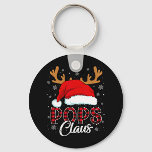 Pops Claus Santa Hat Reindeer Red Plaid Matching F Keychain