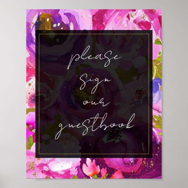 Pops de rose violet vibre Floral Livre d'or (Devant)