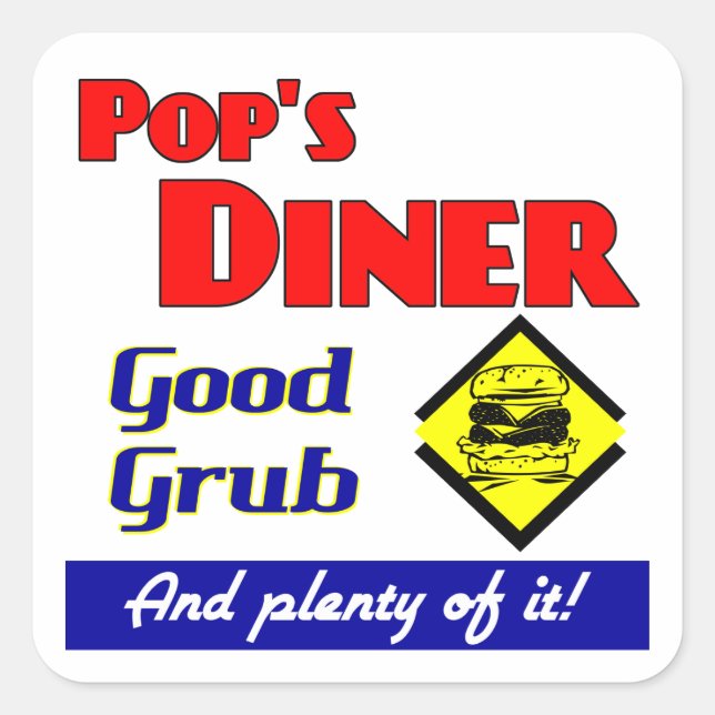 Pops Diner Cuisine Rétro Sticker (Devant)