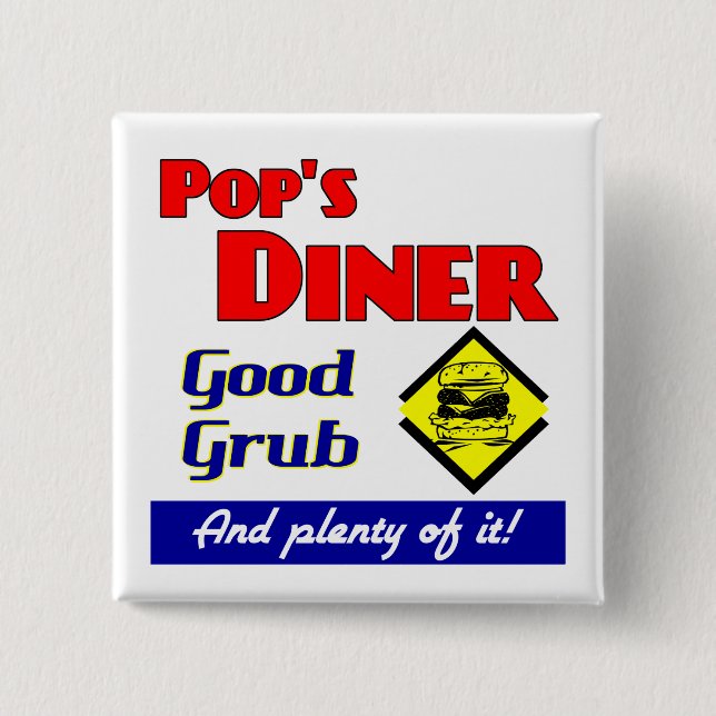 Pops Diner Kitchen Art Button (Front)