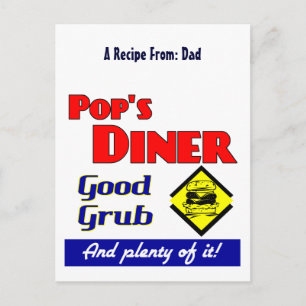 Pops Diner Retro Custom Recipe Card Postcard