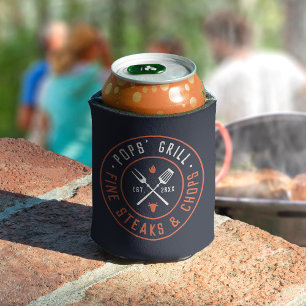 Pops' Grill Personalized Year Established Can Cooler