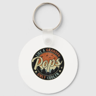 Pops Like A Grandpa Only Cooler Vintage Retro Fath Keychain