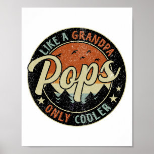 Pops Like A Grandpa Only Cooler Vintage Retro Fath Poster