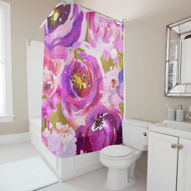 Pops Of Pink Purple Gold Modern Trendy Floral Chic (In Situ)